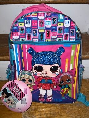 L.O.L. Surprise! Bright Pink Kids Backpack with Blue and Purple Accents